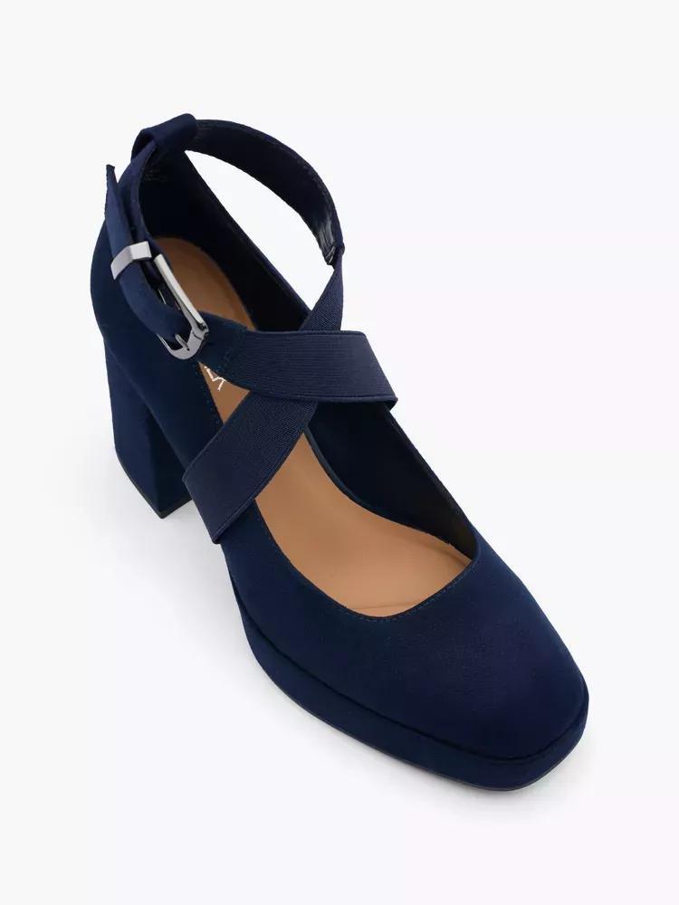 Navy Ankle Buckle Heels, , large image number 1