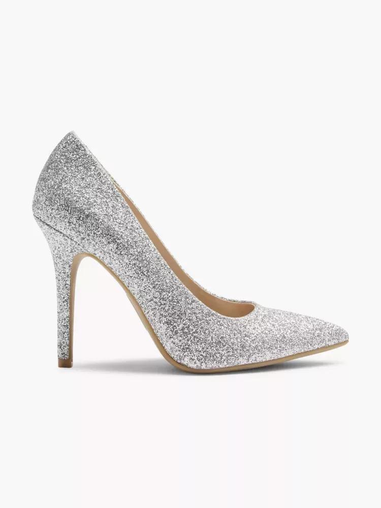 Grey Glitter Stiletto High Heel, , large image number 0