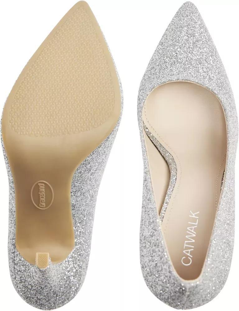 Grey Glitter Stiletto High Heel, , large image number 4