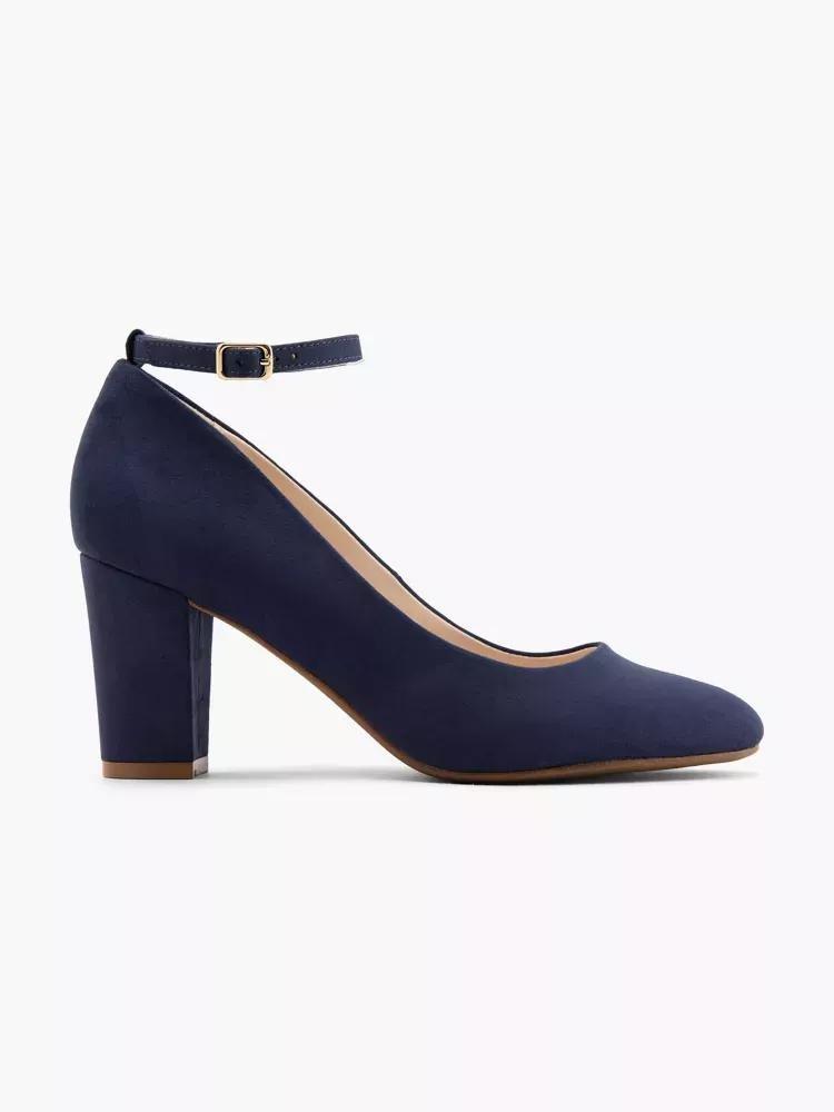 Navy Round Toe Heels, , large image number 0