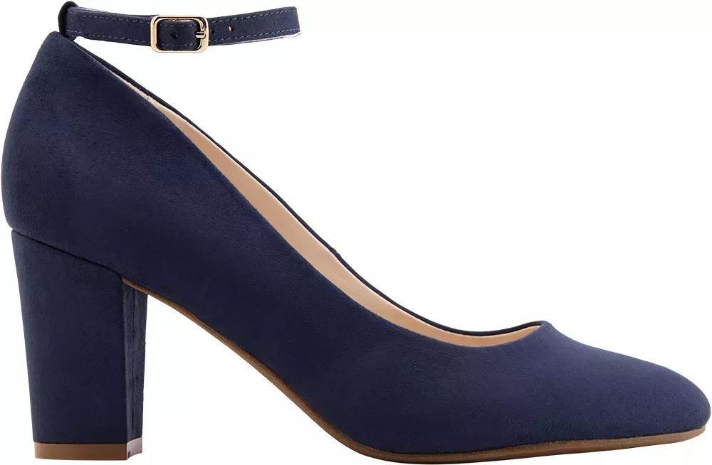 Navy Round Toe Heels, , large image number 1