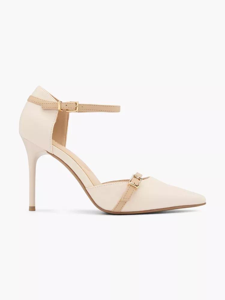 Beige Round Toe Heels, , large image number 0