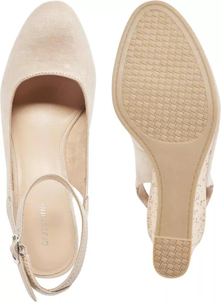Beige Ankle Strap Wedge Heels, , large image number 1