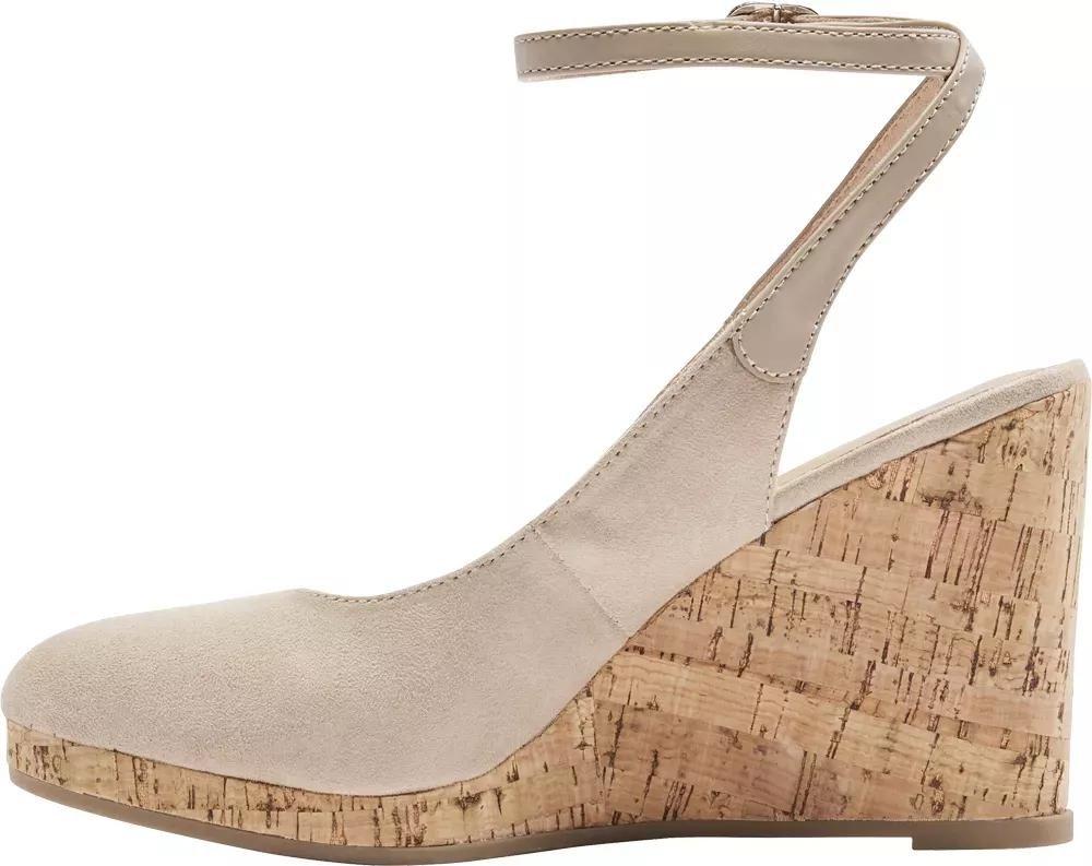 Beige Ankle Strap Wedge Heels, , large image number 2