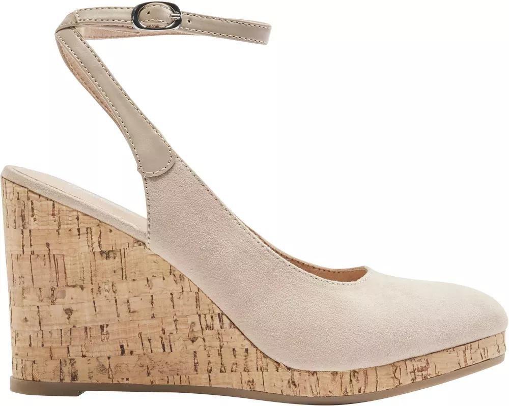 Beige Ankle Strap Wedge Heels, , large image number 3