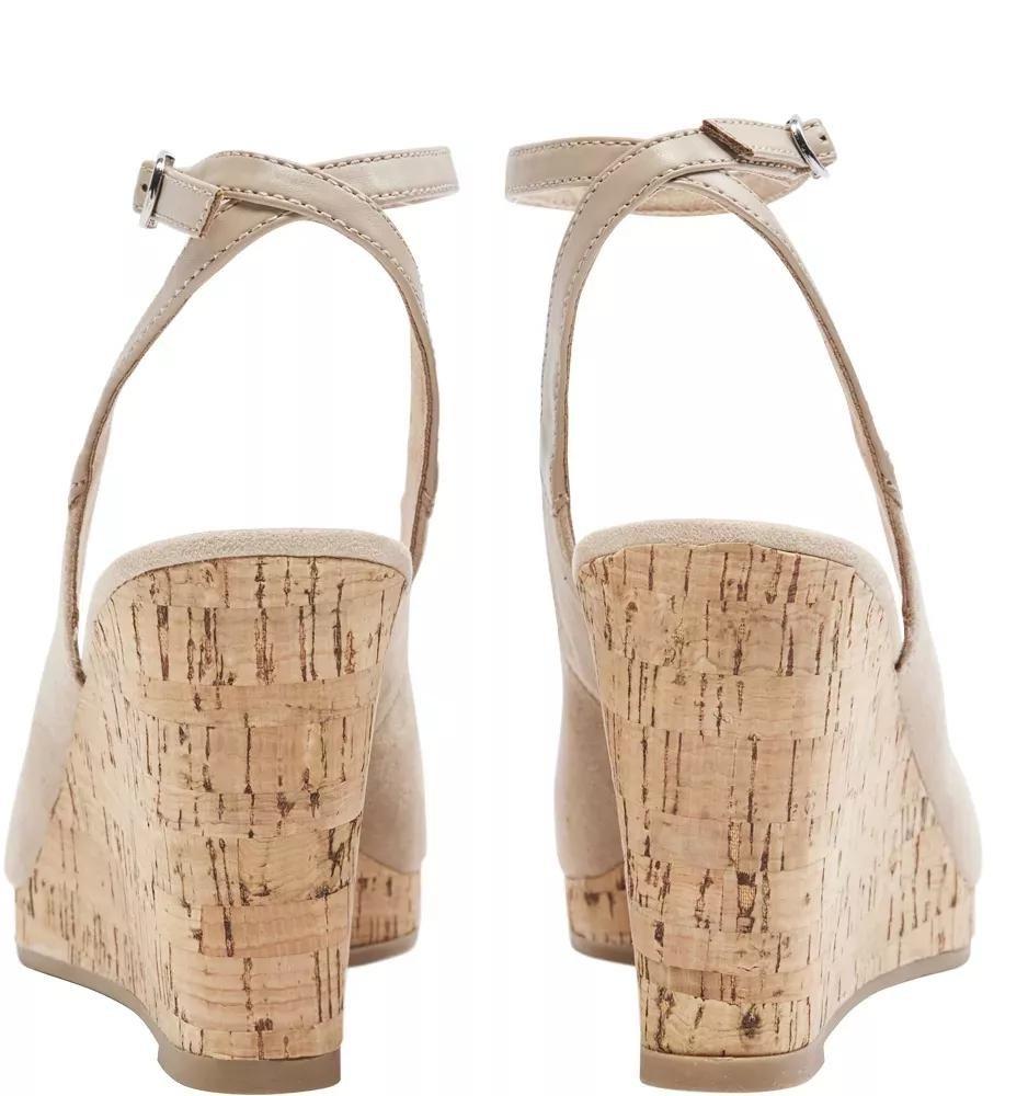 Beige Ankle Strap Wedge Heels, , large image number 4