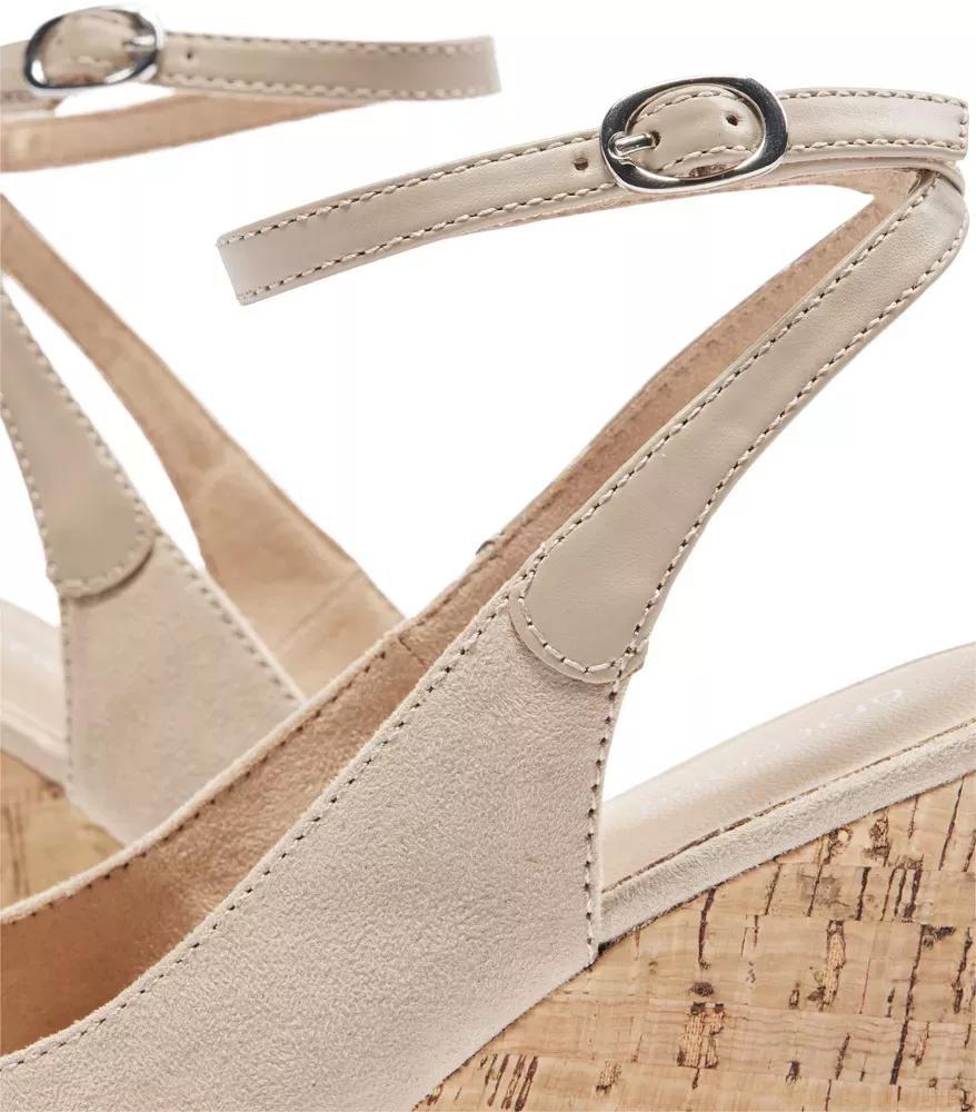 Beige Ankle Strap Wedge Heels, , large image number 5