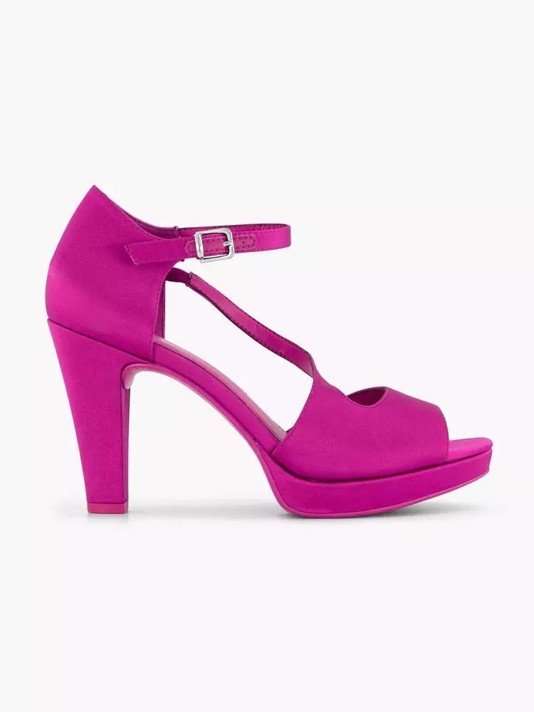 Pink Ankle Strap Open Toe Heels, , large image number 0
