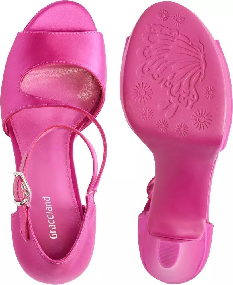 Pink Ankle Strap Open Toe Heels, , large image number 4