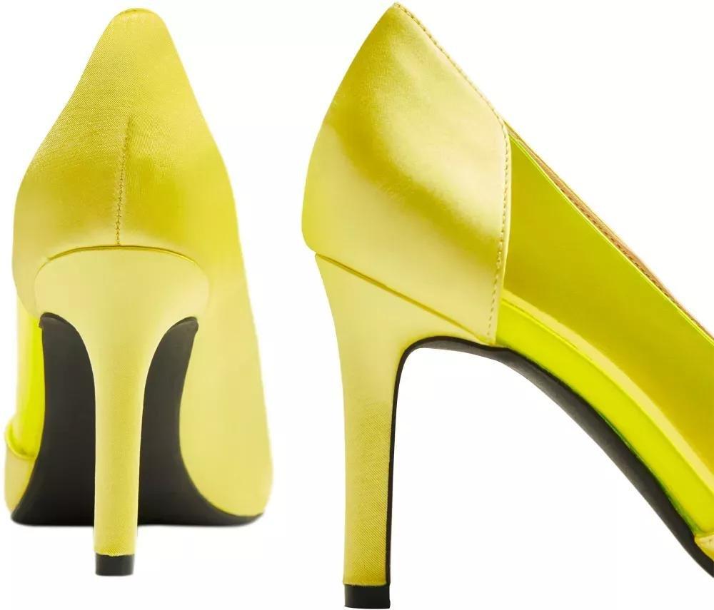 Yellow Pointed Toe Heels, , large image number 5