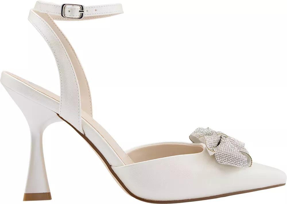 White Bow Detail Heels, No Color, large image number 1