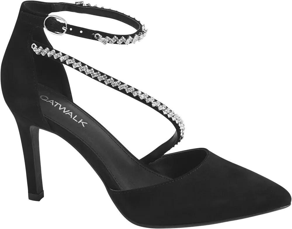 Black Rhinestone Ankle Strap Heels, , large image number 1