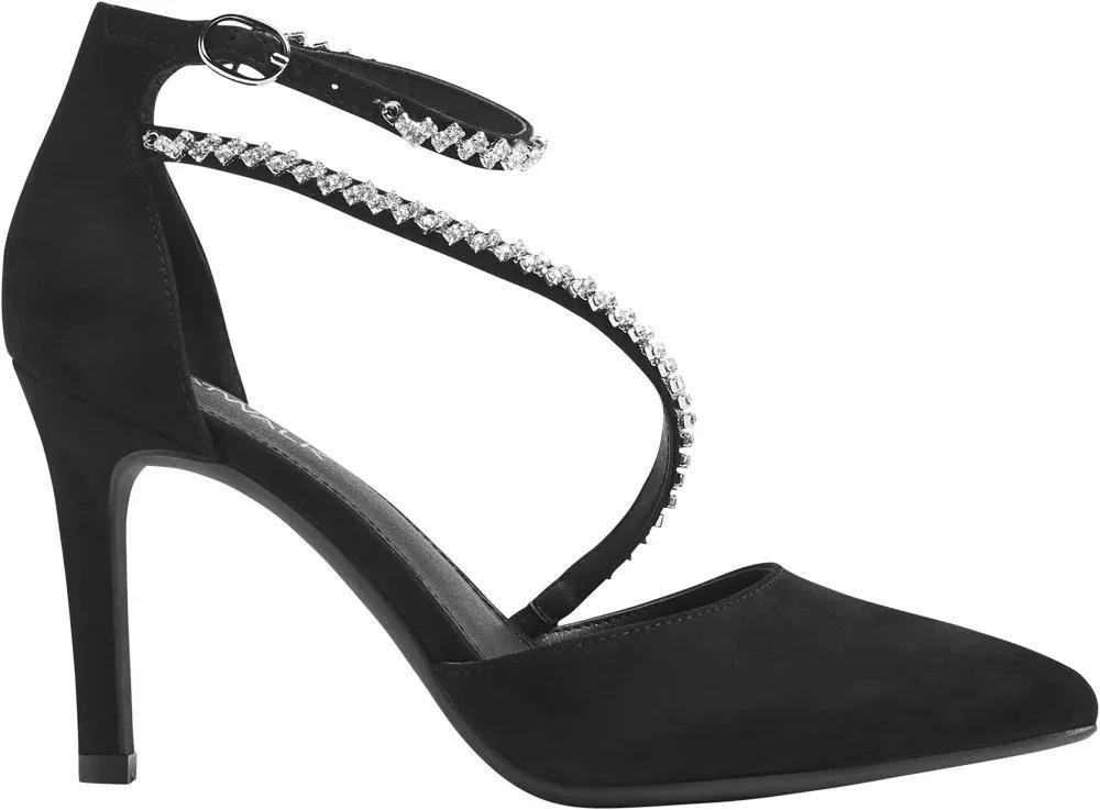 Black Rhinestone Ankle Strap Heels, , large image number 2