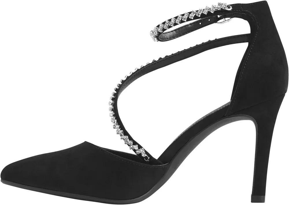 Black Rhinestone Ankle Strap Heels, , large image number 3