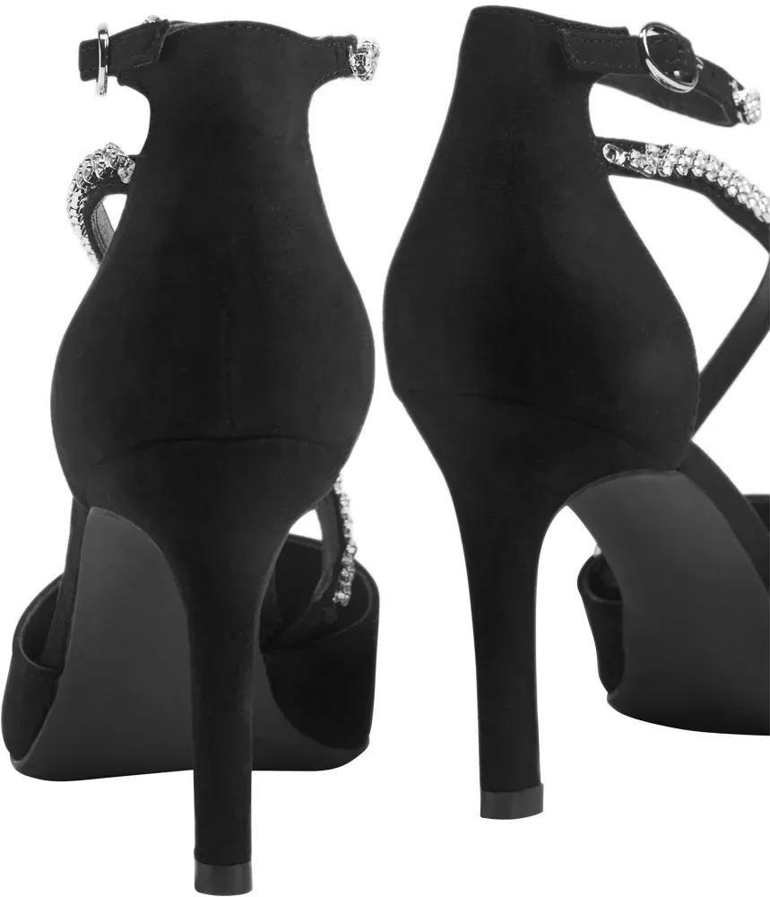 Black Rhinestone Ankle Strap Heels, , large image number 5