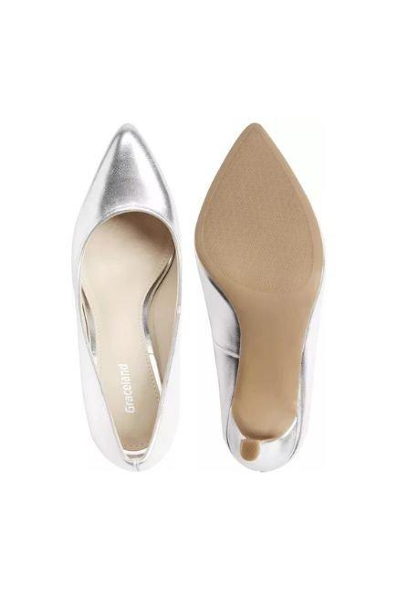 Silver Pointed Pumps, , large image number 1