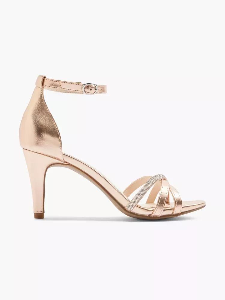 Gold Diamante Detail Heel, , large image number 0
