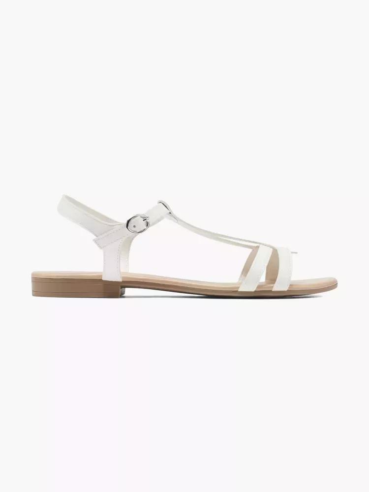 White Ankle Strap Sandals, , large image number 0