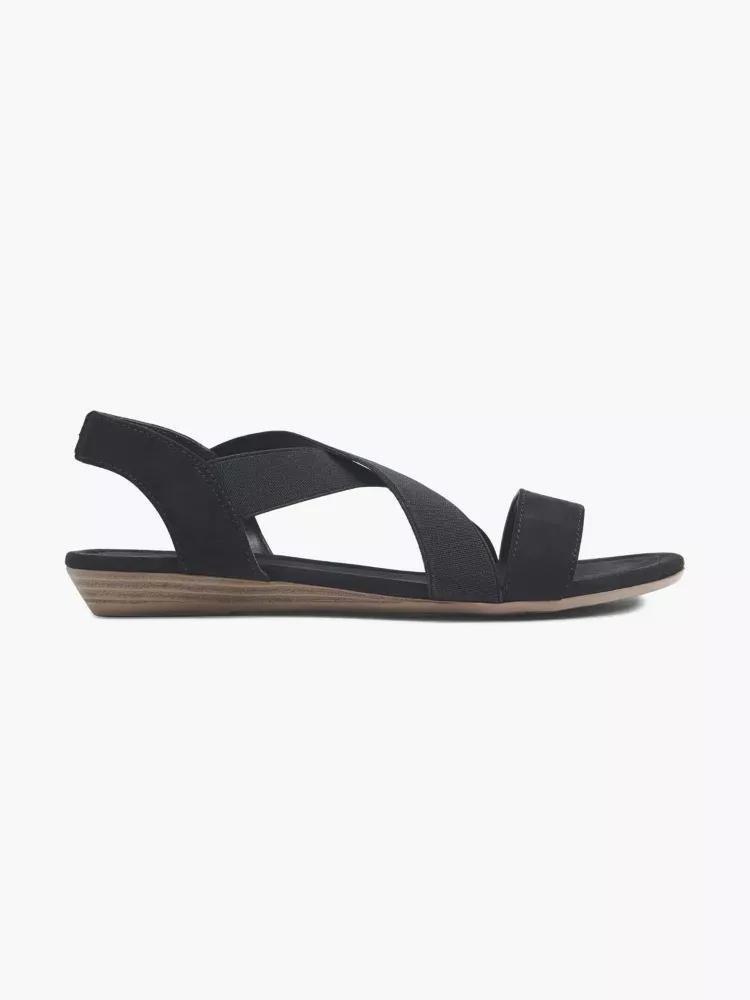 Black Elasticated Strappy Sandals, , large image number 0