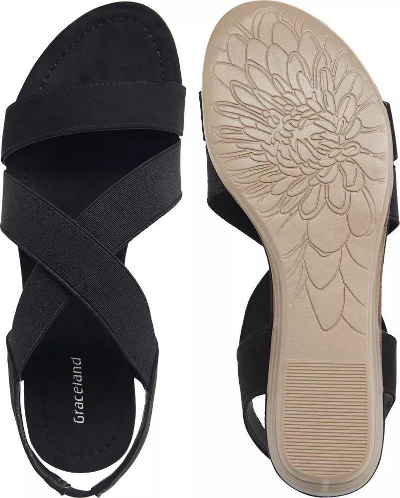 Black Elasticated Strappy Sandals, , large image number 4