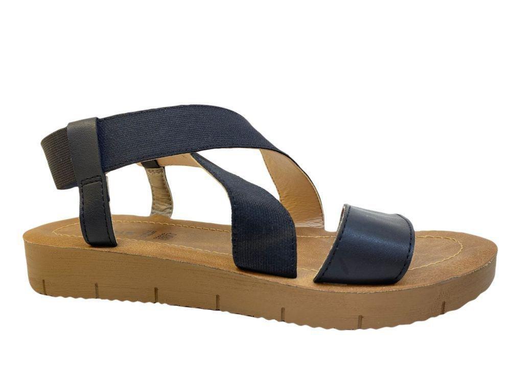 Black Elastic Strap Platform Sandals, , large image number 0