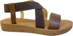 Brown Elastic Strap Platform Sandals, , large image number 0