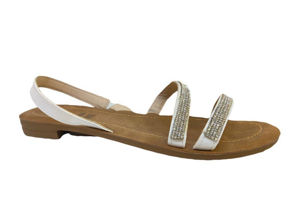 White Sparkle Strap Sandals, , large image number 0