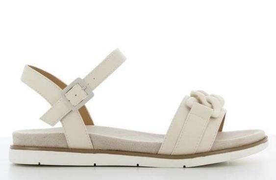 Cream Two-Strap Chain Sandals, , medium