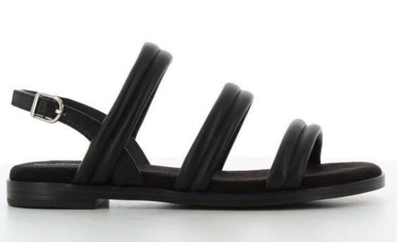 Black Padded Flat Sandals, , medium