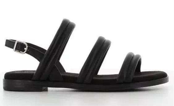 Black Padded Flat Sandals, , large image number 1