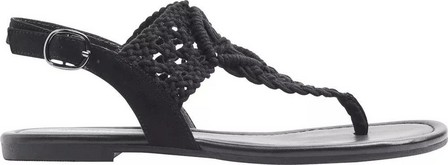 Graceland - Black Woven Sandals, Flip-Flops