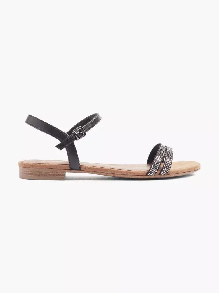 Black Ankle Strap Sandals, , large image number 0