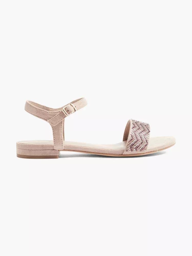 Pink Metallic Braided Sandal With Ankle Strap, , large image number 0