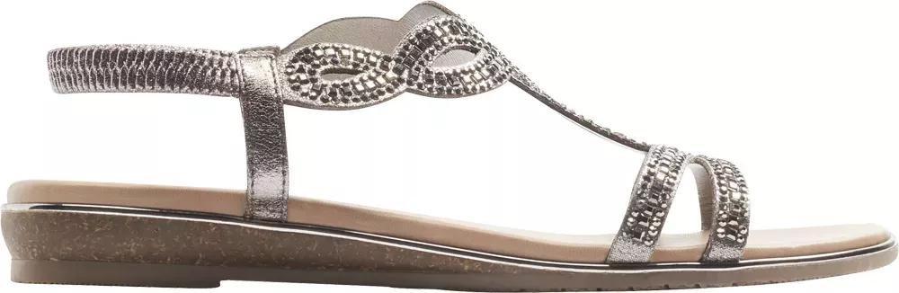 Graceland - Grey Sandals With A Metallic Look