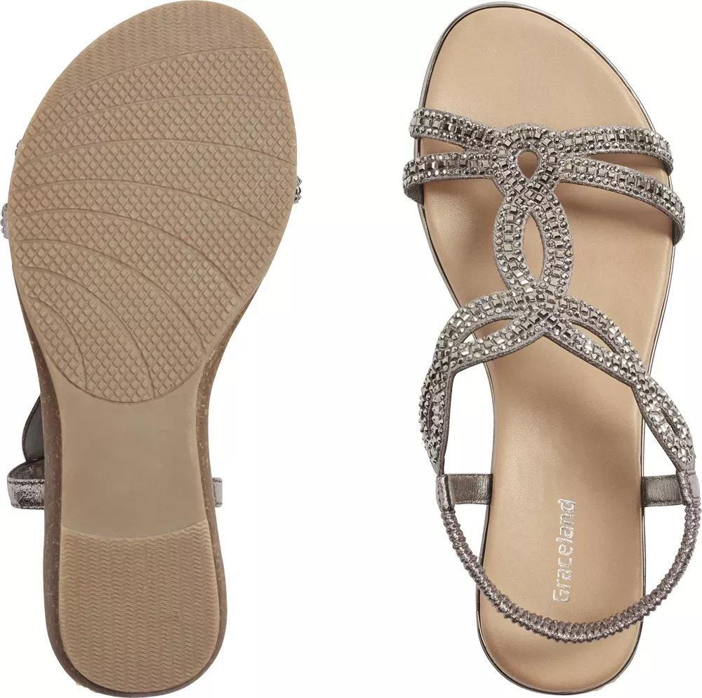 Grey Jewel Strapped Sandals, , large image number 4