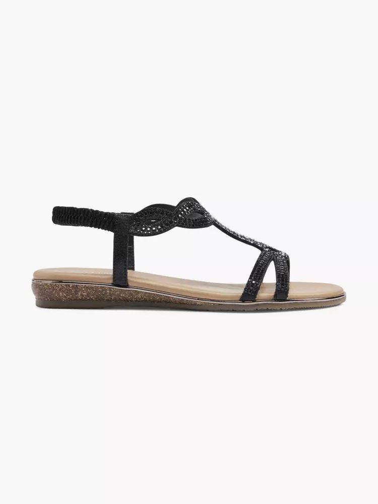 Black Open Toe Sandals, , large image number 0
