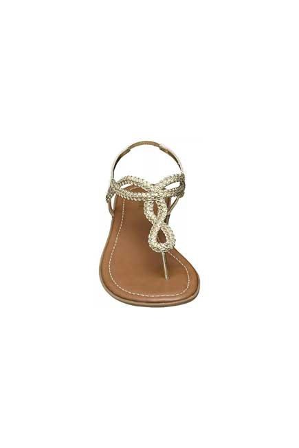 Gold Flat Toe Seperator Sandals, Women, , large image number 1