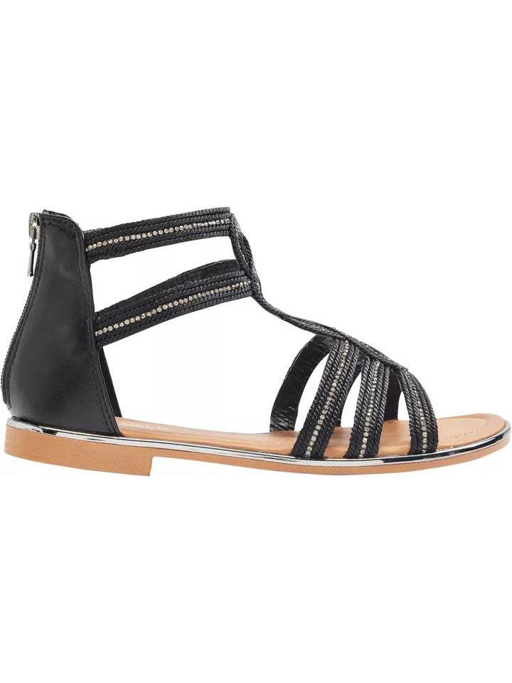 Black Zipper Gladiator Sandals, , large image number 0