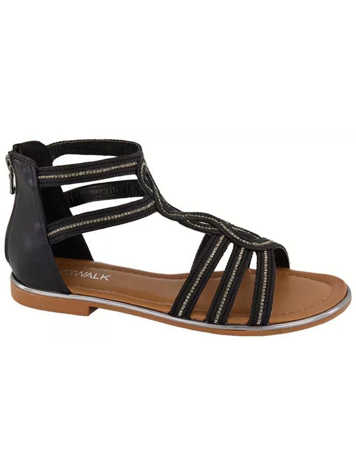 Black Zipper Gladiator Sandals, , large image number 1