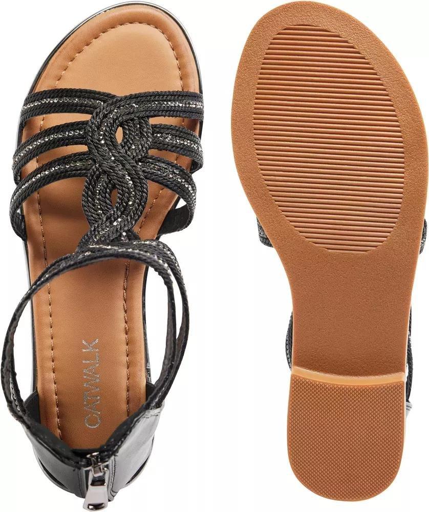 Black Zipper Gladiator Sandals, , large image number 3