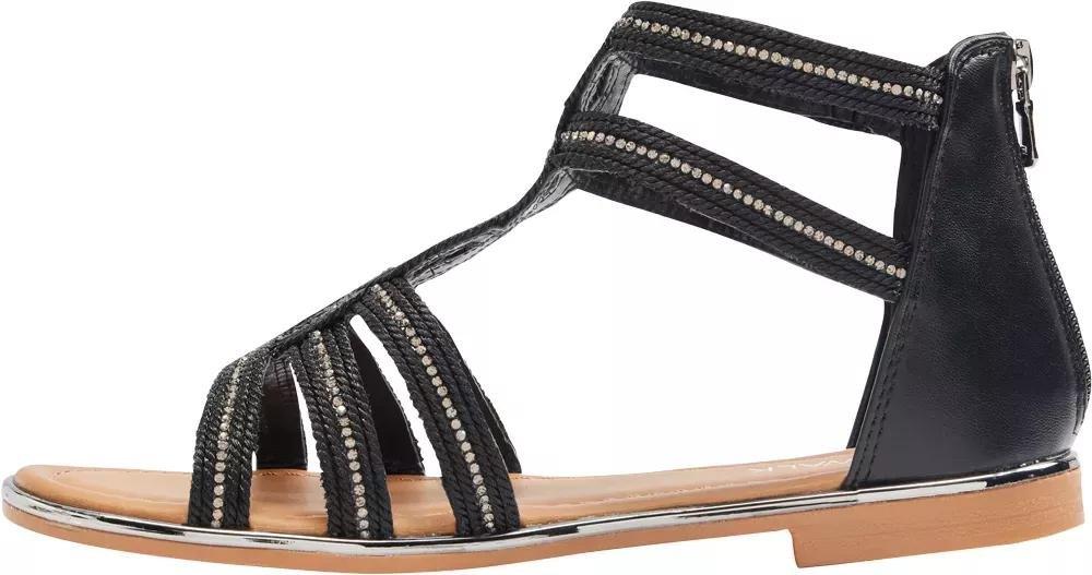 Black Zipper Gladiator Sandals, , large image number 4