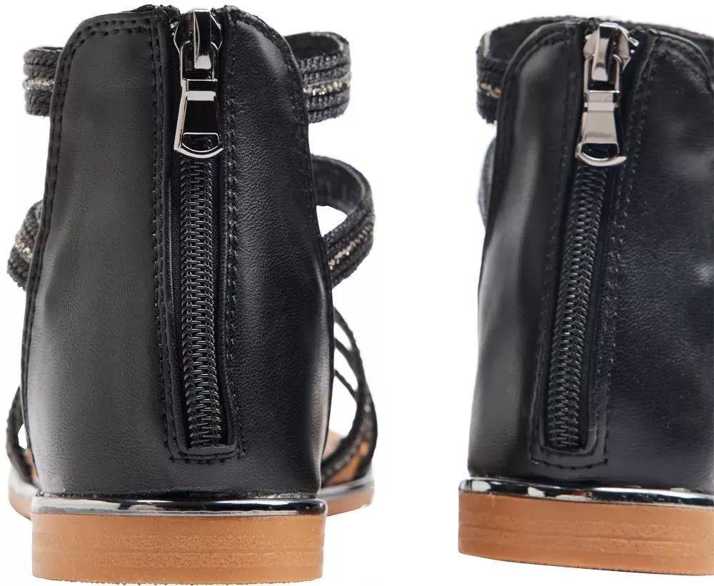 Black Zipper Gladiator Sandals, , large image number 5