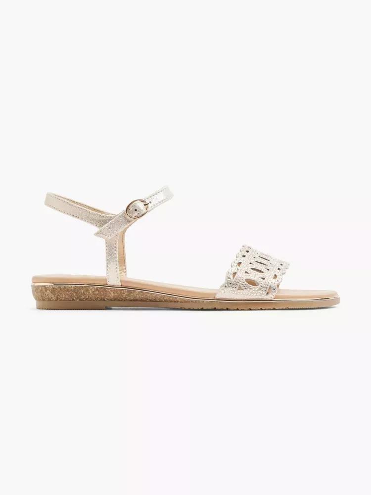 Gold Strappy Sandals, , large image number 0