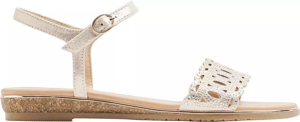 Gold Strappy Sandals, , large image number 1