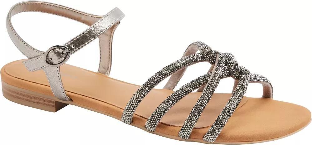 Grey Crystal Strap Sandals, , large image number 1
