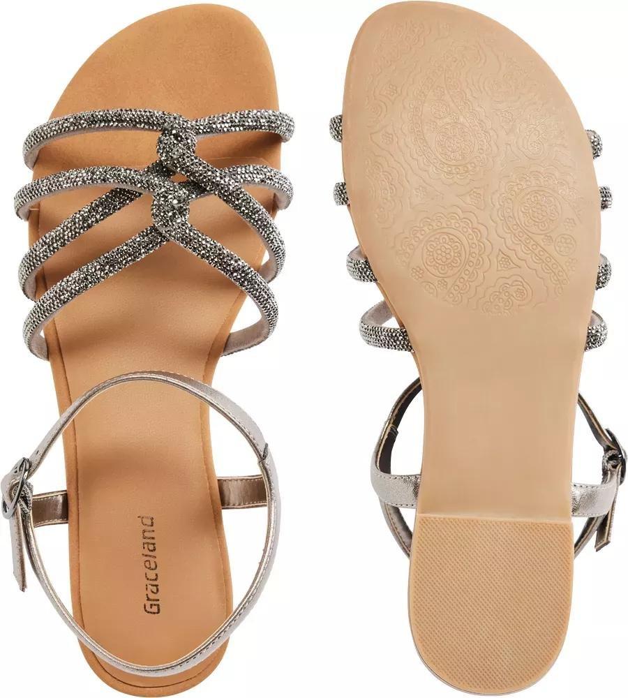 Grey Crystal Strap Sandals, , large image number 4