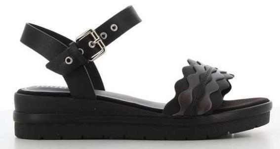 Black Wavy Strap Platform Sandals, , medium