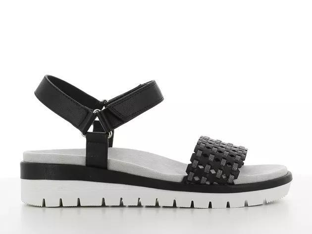 Black Woven Platform Sandals, , large image number 1