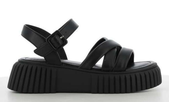 Black Chunky Strap Platform Sandals, , large image number 0