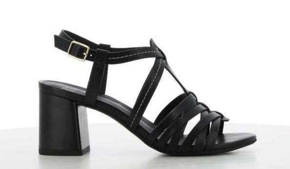 Black Heel Braided Leather Sandals, , medium